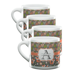 Fox Trail Floral Double Shot Espresso Cups - Set of 4 (Personalized)