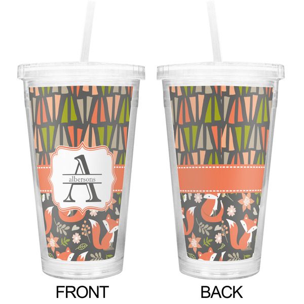 Fox Trail Floral Double Wall Tumbler with Straw - Approval