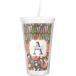 Fox Trail Floral Double Wall Tumbler with Straw (Personalized)