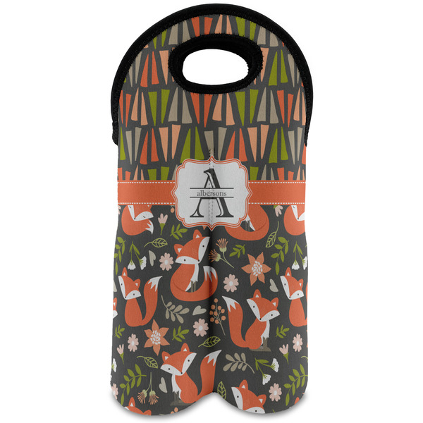 Custom Fox Trail Floral Wine Tote Bag (2 Bottles) (Personalized)