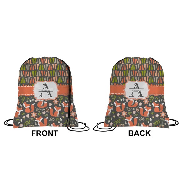 Fox Trail Floral Drawstring Backpack Front & Back Medium