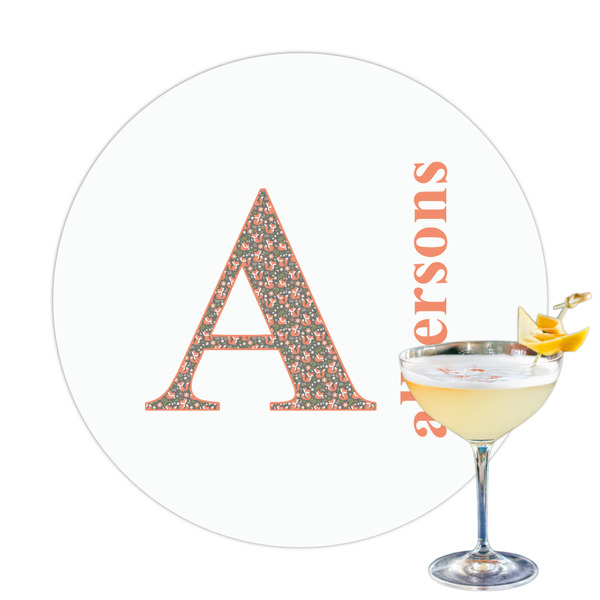Custom Fox Trail Floral Printed Drink Topper - 3.25" (Personalized)