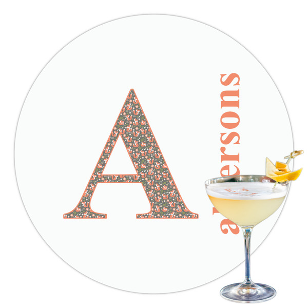 Custom Fox Trail Floral Printed Drink Topper - 3.5" (Personalized)