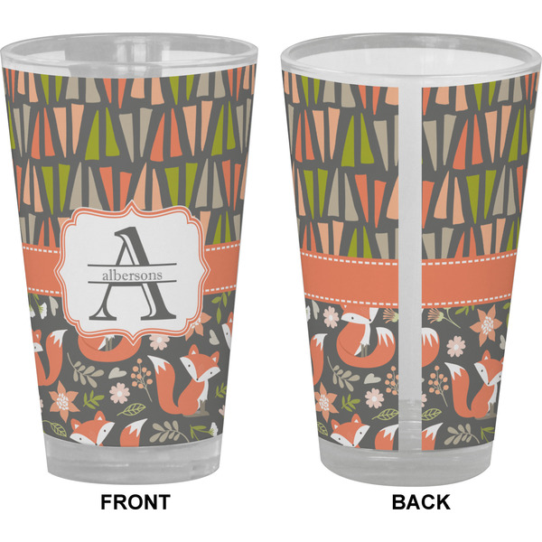 Fox Trail Floral Pint Glass - Full Color - Front & Back Views