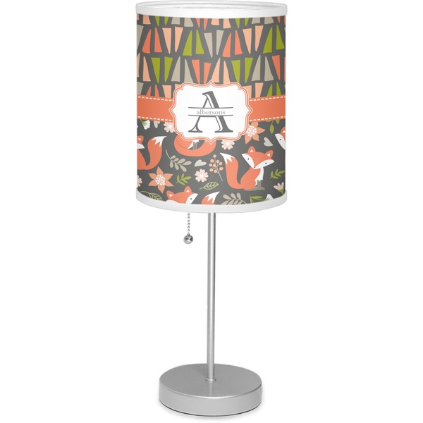 Custom Fox Trail Floral Lamp with Drum Shade (Personalized)