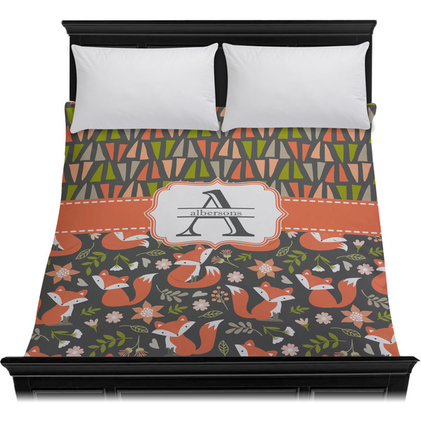 Fox Trail Floral Duvet Cover - Queen - On Bed - No Prop