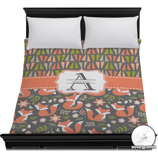 Custom Fox Trail Floral Duvet Cover - Full / Queen (Personalized)