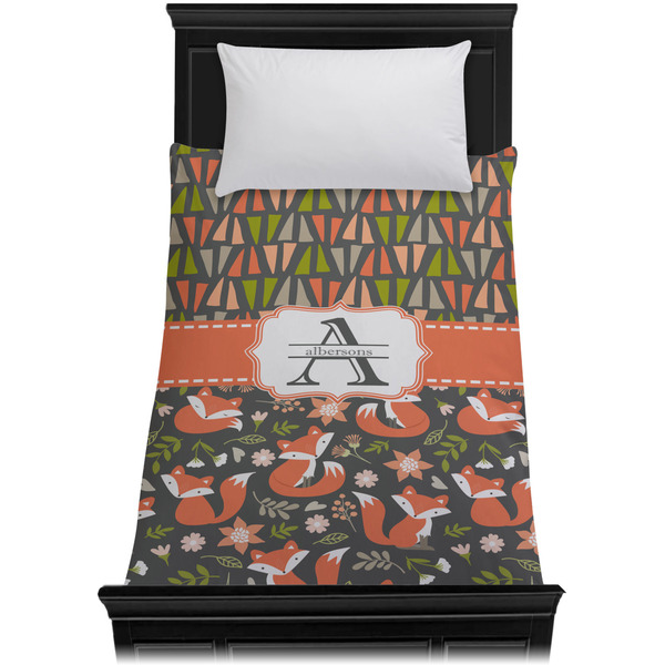 Fox Trail Floral Duvet Cover - Twin - On Bed - No Prop
