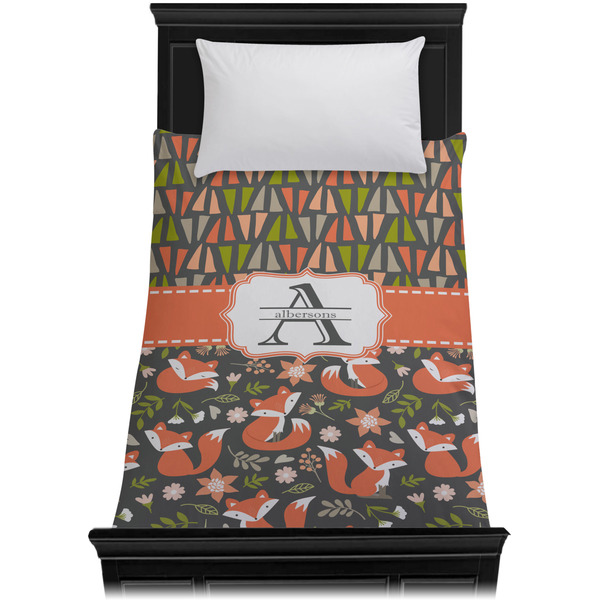 Fox Trail Floral Duvet Cover - Twin XL - On Bed - No Prop