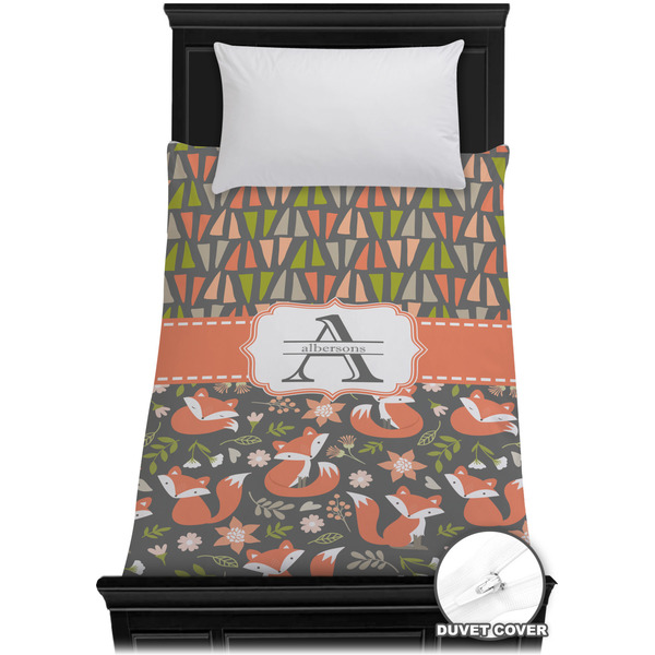 Custom Fox Trail Floral Duvet Cover - Twin XL (Personalized)