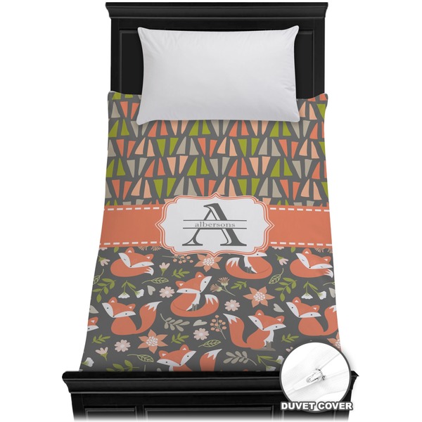 Custom Fox Trail Floral Duvet Cover - Twin (Personalized)