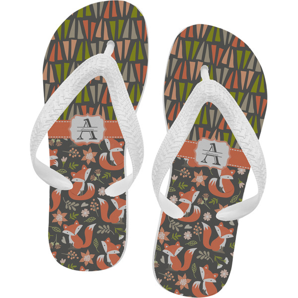 Custom Fox Trail Floral Flip Flops - Medium (Personalized)