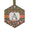 Fox Trail Floral Flat Glass Ornament - Hexagon w/ Name and Initial
