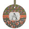 Fox Trail Floral Frosted Glass Ornament - Round