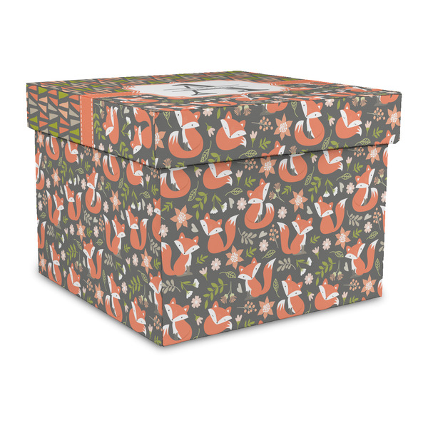 Custom Fox Trail Floral Gift Box with Lid - Canvas Wrapped - Large (Personalized)