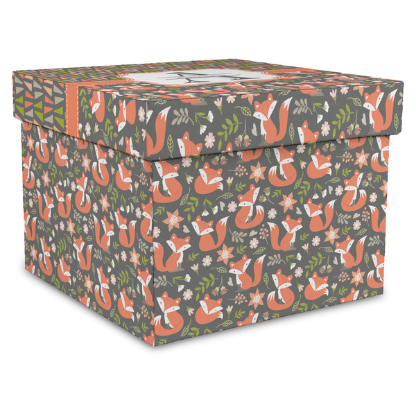Custom Fox Trail Floral Gift Box with Lid - Canvas Wrapped - X-Large (Personalized)