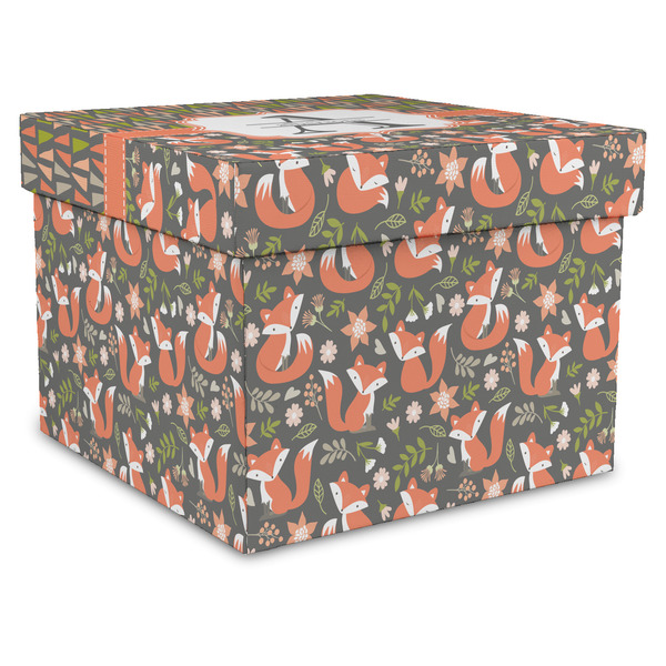 Custom Fox Trail Floral Gift Box with Lid - Canvas Wrapped - XX-Large (Personalized)