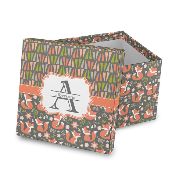 Custom Fox Trail Floral Gift Box with Lid - Canvas Wrapped (Personalized)