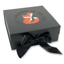 Fox Trail Floral Gift Box with Magnetic Lid - Black (Personalized)