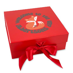 Fox Trail Floral Gift Box with Magnetic Lid - Red (Personalized)