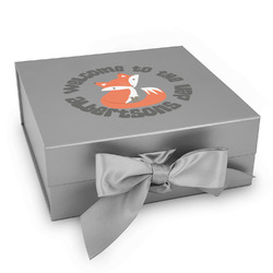 Fox Trail Floral Gift Box with Magnetic Lid - Silver (Personalized)