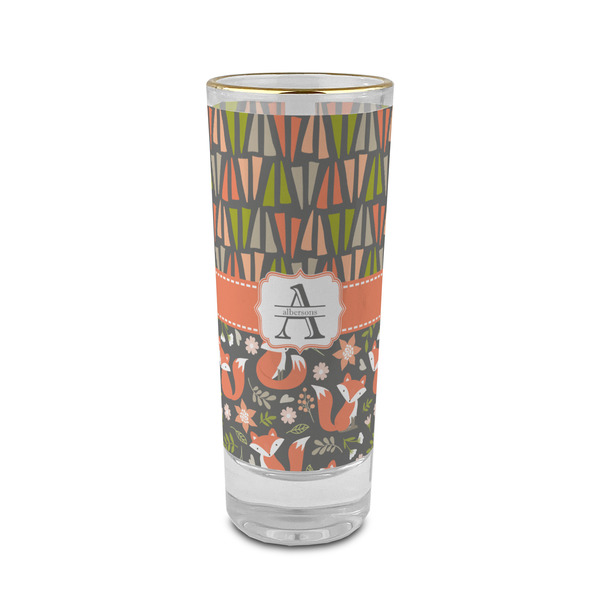 Custom Fox Trail Floral 2 oz Shot Glass - Glass with Gold Rim (Personalized)