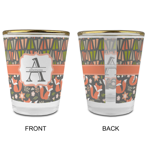 Fox Trail Floral Glass Shot Glass - with gold rim - APPROVAL