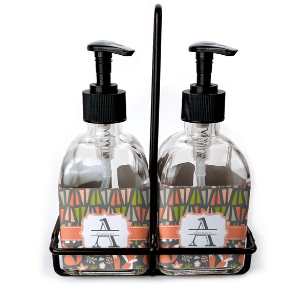 Custom Fox Trail Floral Glass Soap & Lotion Bottle Set (Personalized)