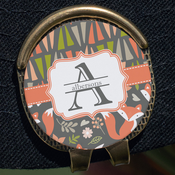 Fox Trail Floral Golf Ball Marker Hat Clip - Gold - Close Up