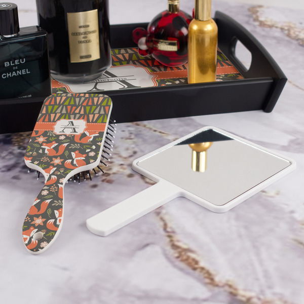 Fox Trail Floral Hair Brush - With Hand Mirror
