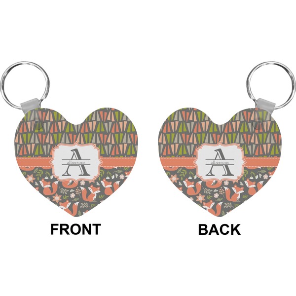 Fox Trail Floral Heart Keychain (Front + Back)