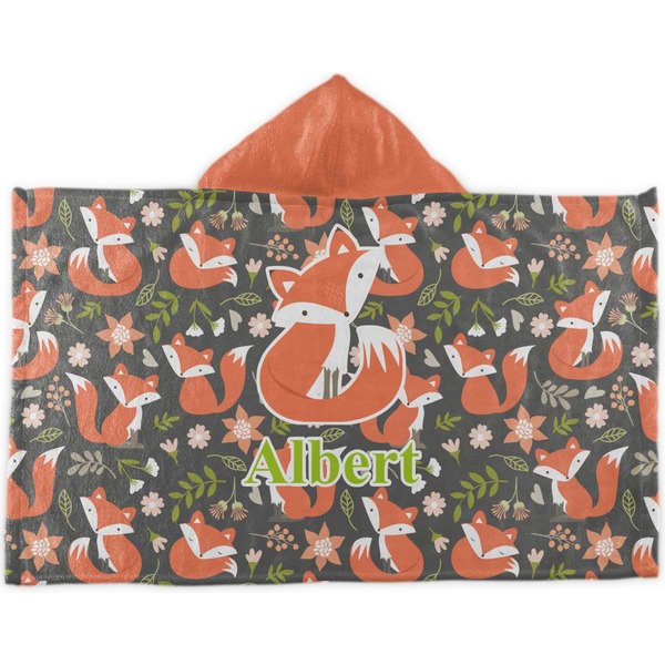 Custom Fox Trail Floral Kids Hooded Towel (Personalized)