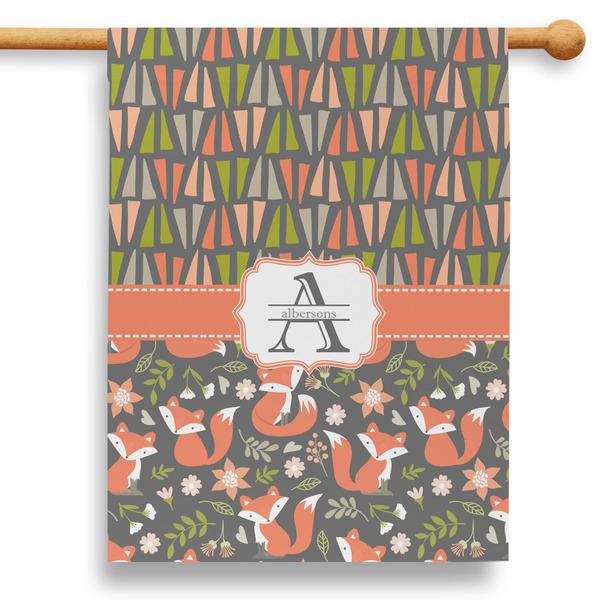 Custom Fox Trail Floral 28" House Flag (Personalized)