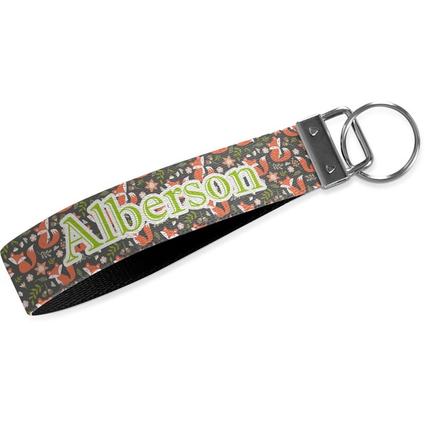 Custom Fox Trail Floral Wristlet Webbing Keychain Fob (Personalized)