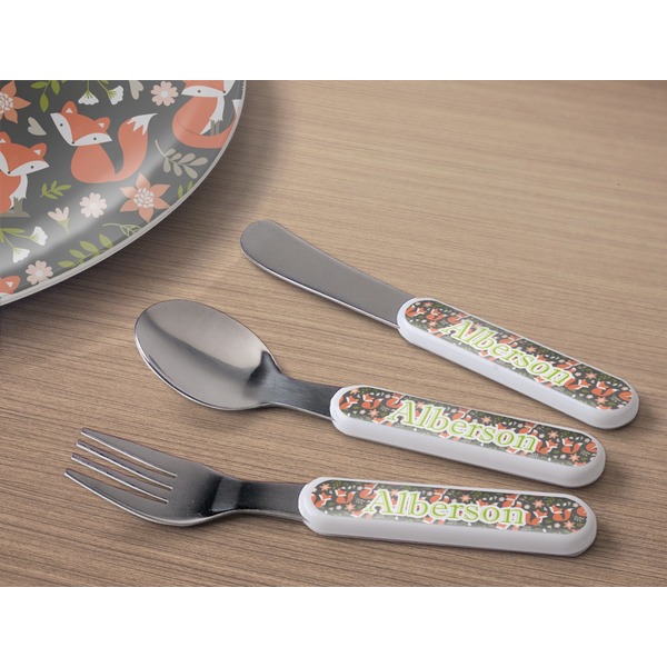 Fox Trail Floral Kids Flatware w/ Plate