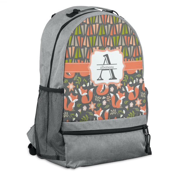 Custom Fox Trail Floral Backpack - Grey (Personalized)
