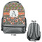 Fox Trail Floral Large Backpack - Gray - Front & Back View