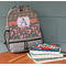 Fox Trail Floral Large Backpack - Gray - On Desk