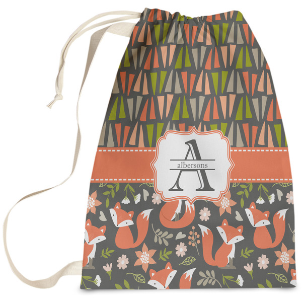 Custom Fox Trail Floral Laundry Bag - Large (Personalized)