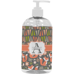 Fox Trail Floral Plastic Soap / Lotion Dispenser (16 oz - Large - White) (Personalized)