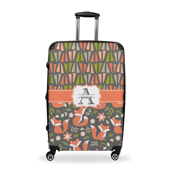 Custom Fox Trail Floral Suitcase - 28" Large - Checked w/ Name and Initial