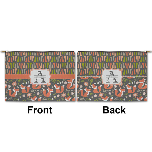 Fox Trail Floral Large Zipper Pouch Approval (Front and Back)