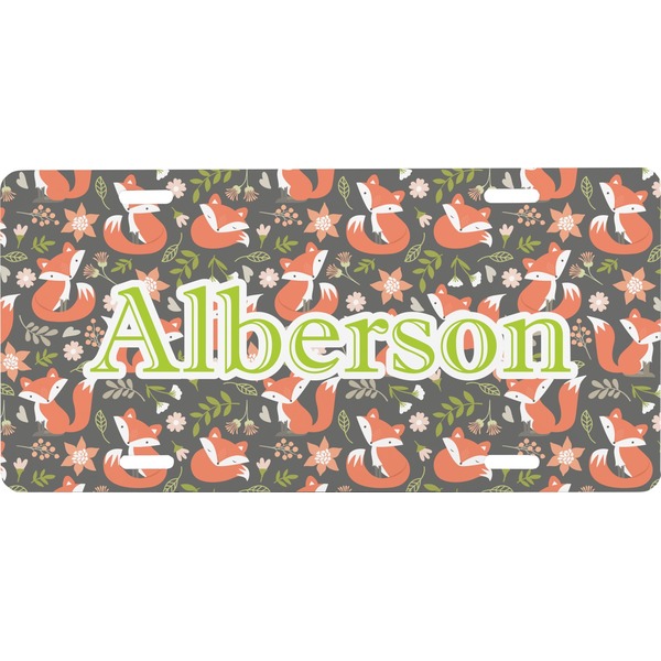 Custom Fox Trail Floral Front License Plate (Personalized)