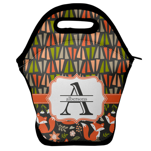 Custom Fox Trail Floral Lunch Bag w/ Name and Initial