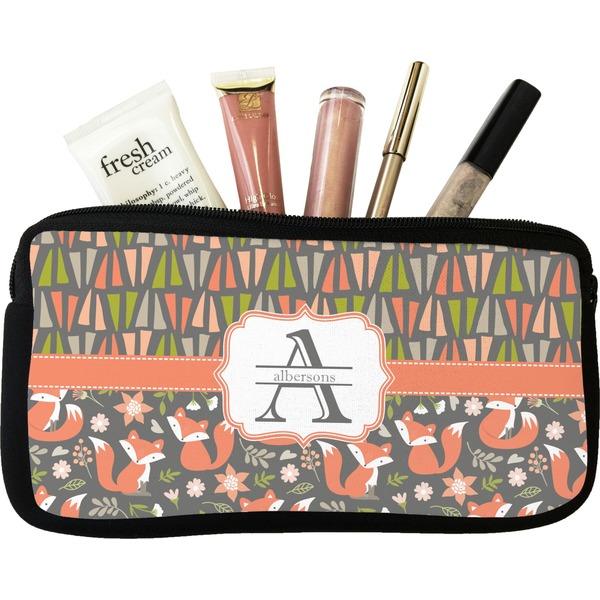 Custom Fox Trail Floral Makeup / Cosmetic Bag - Small (Personalized)