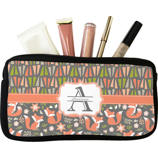 Custom Fox Trail Floral Makeup / Cosmetic Bag - Small (Personalized)