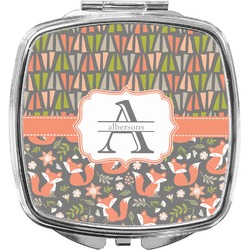 Fox Trail Floral Compact Makeup Mirror (Personalized)