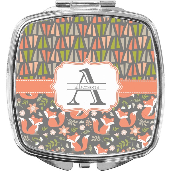 Custom Fox Trail Floral Compact Makeup Mirror (Personalized)