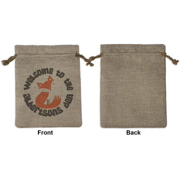 Fox Trail Floral Medium Burlap Gift Bag - Front Approval