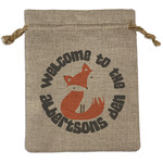 Fox Trail Floral Medium Burlap Gift Bag - Front (Personalized)